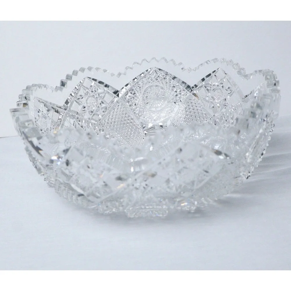 Antique American Brilliant Period Cut Glass Bowl 9